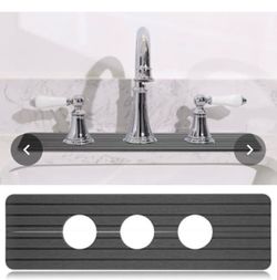 Teenyyou 3 Hole Gray Faucet Mat for Kitchen Sink 16.1" x 5" Kitchen Faucet