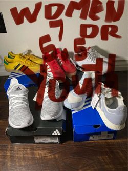 6 brand new pairs - 5 adidas 1 Nike Jordan all size women 7 or 5.5 youth