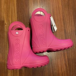 Crocs Pink Rain Boots Kids Girls Size 12/13  Gently Used 