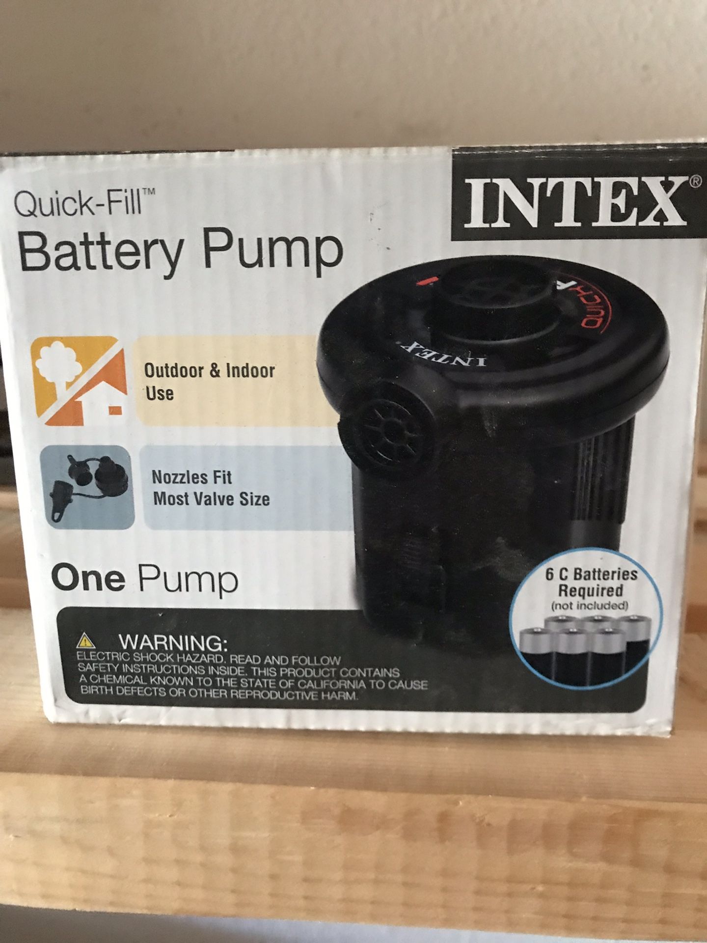 Battery powered handheld pump. Great for air mattresses and pool toys!