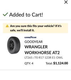 New Goodyear wrangler workhorses AT2 LT 265/60R17