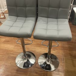 2 Grey Adjustable Height Barstools 
