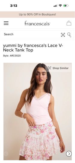 Yummi by Francesca's Lace V-Neck Tank Top