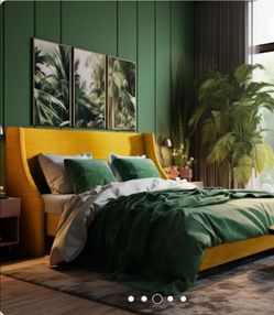 Queen bed fram with wooden slats