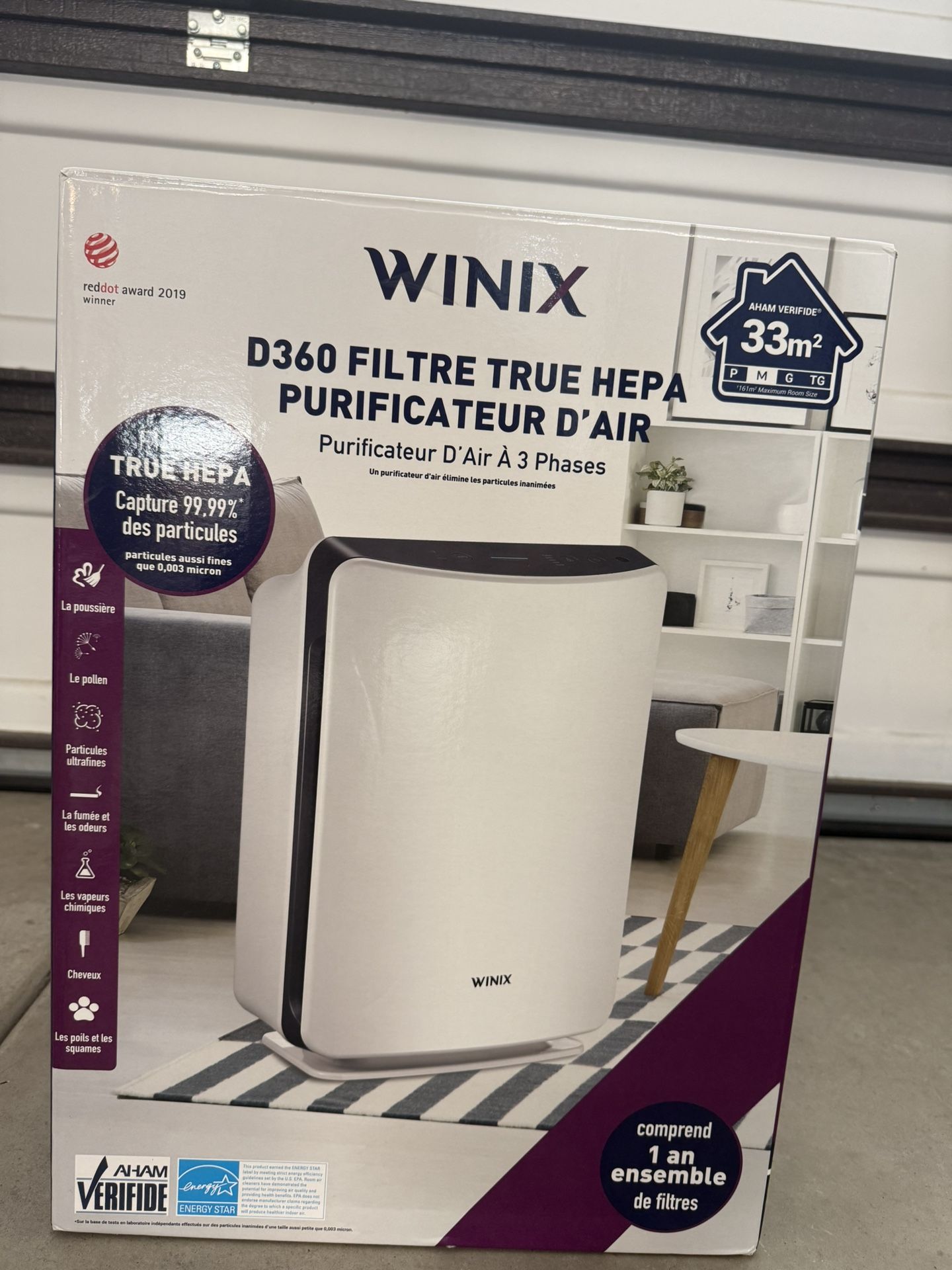 Winix Air Purifier D360 True HEPA 3-Stage for 360-sq-ft Portable Digital Control