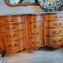 Vintage French Provincial 12 Drawer Dresser And Mirror
