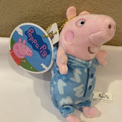 New Peppa Pig Stuffed Animal Plush Doll Toy Keychain Pink with Pajamas