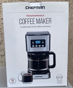 Chefman 12 Cup Programmable Coffee Maker Digital Drip Coffee Machine Stainless Steel