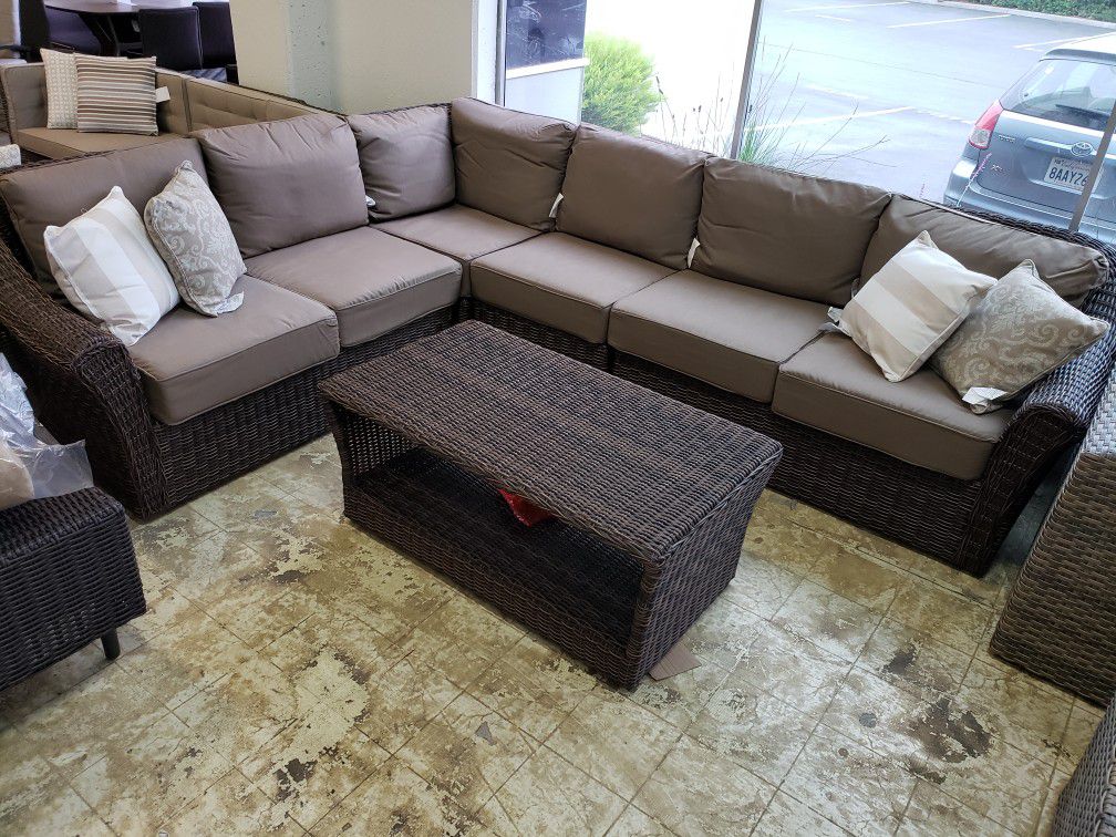 New 5pc outdoor patio furniture set sunbrella fabric tax included costco model