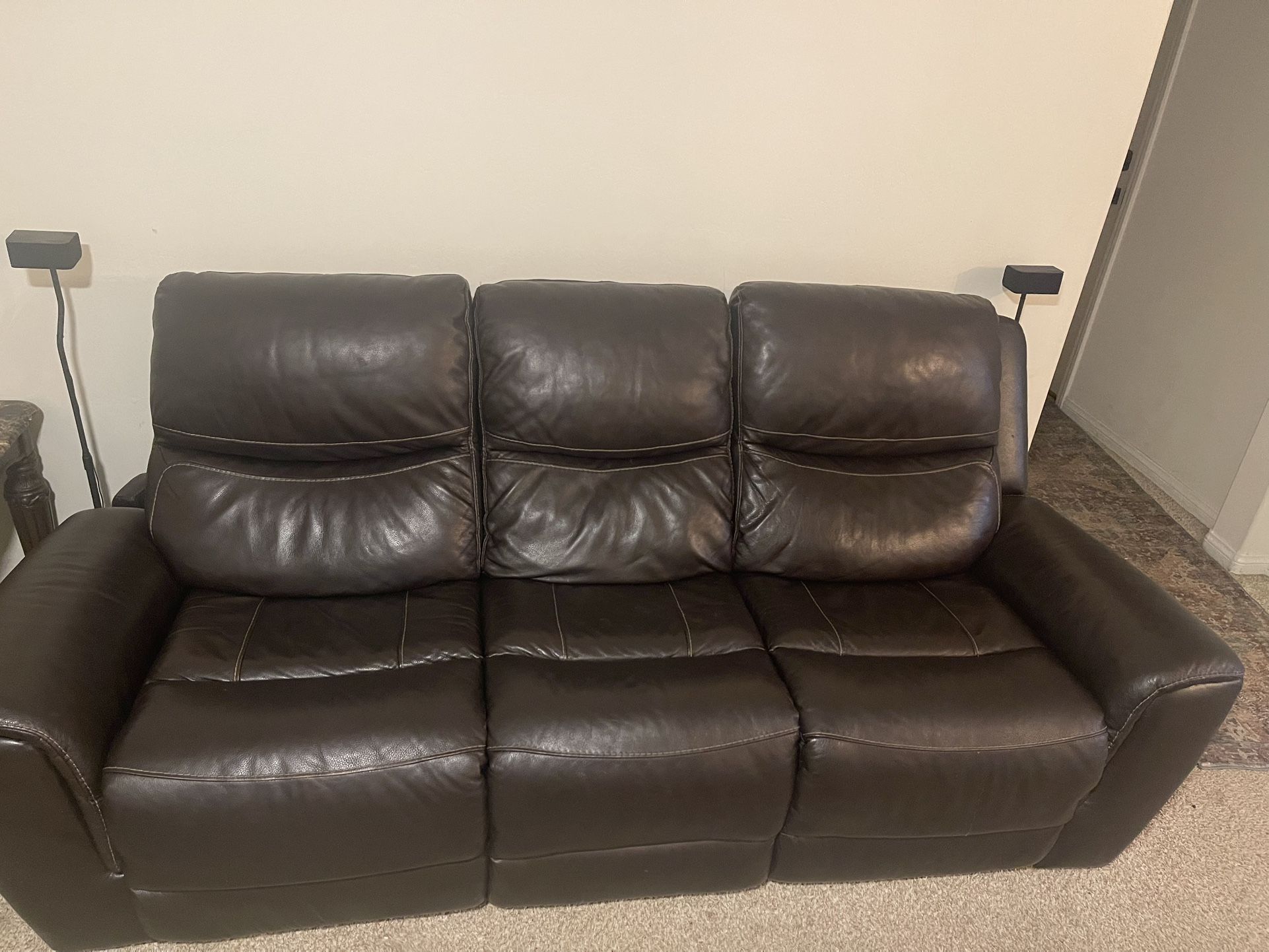 Power Reclining Three Seater Sofa And Loveseat Sofa With Coffee Holders, Coffee Table And 2 Side Tables