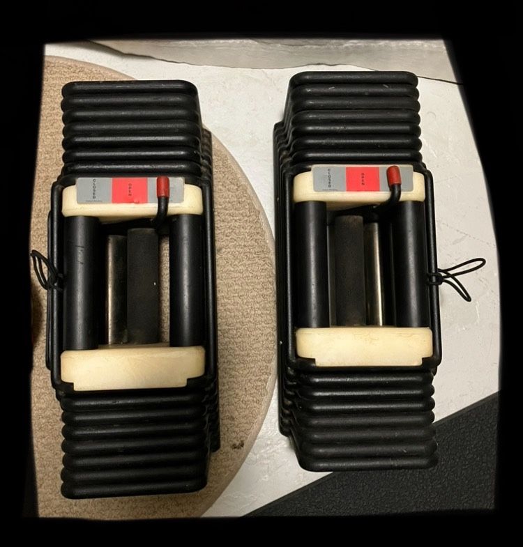 Powerblock Adjustable Dumbbells 90lbs power block 90 lb lbs set 90lb dumbbell weight weights Pro Rexan + inserts adders