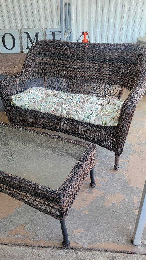 NICE BROWN BENCH AND TABLE