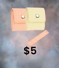 2Pcs Mini Travel Jewelry Bag, Small Foldable Travel Jewelry Roll with 4 Pouches for Women Earrings Rings Necklaces Brooches Organizer, Beige/Pink