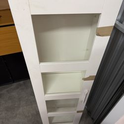 2 Sleek White Bookcases with Glass Shelves 
