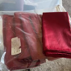 6 Red Silk Fabric Napkins