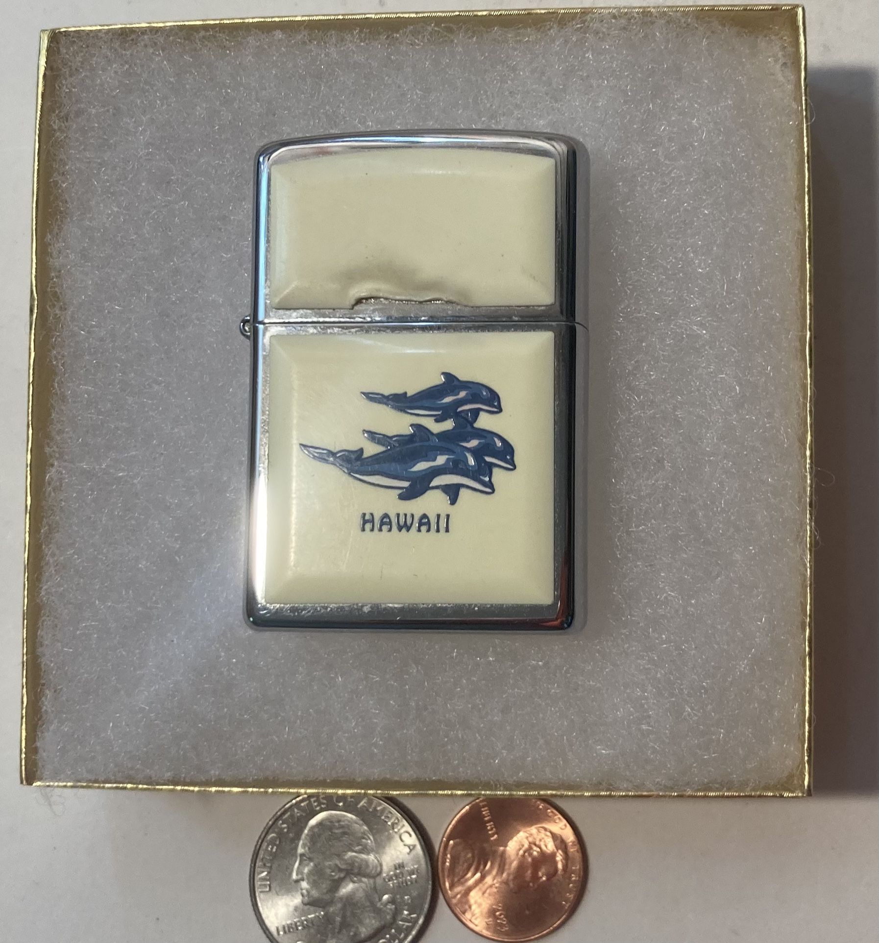 Vintage 2000 Zippo Hawaii Scrimshaw Killer Whales