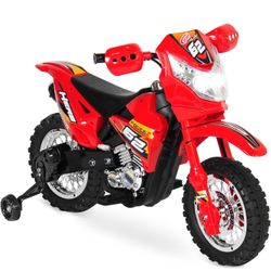  Kids Motorcycle Dirt Bike Electric Battery-Powered Ride-On Toy Bike with Training Wheels Red