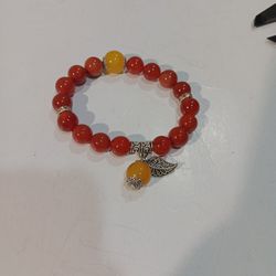 Nature Red Yellow  Jade Stretchy Bracelet 10_12mm