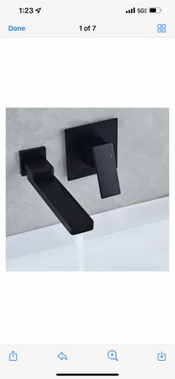 Wall Mount Matte B2Black Single Handle Bathroom Sink Faucet Solid Brass B2