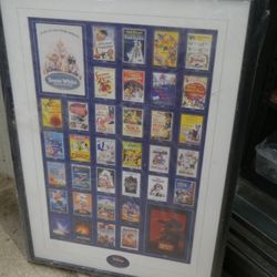 1998 DISNEY 75 YEARS OF FILMS POSTER PRINT FRAMED AND MATTED 36" X 24"