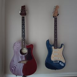 Kona Acoustic and Fender Stratocaster Guitars 