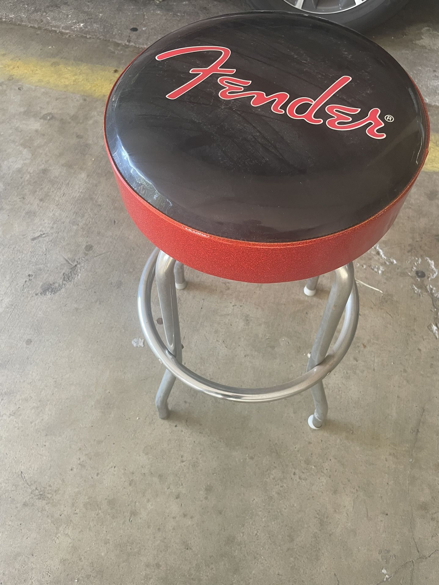 Fender Red Sparkle Logo Barstool, Black and Red Sparkle for Sale