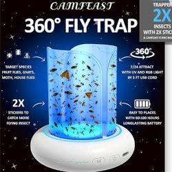 New Camfeast Fruit Fly Traps for Indoors 360° Rechargeable USB Sticky Flying Insect Trap Sticker Portable Hook Outdoor Travel Gnat Killer Indoor 