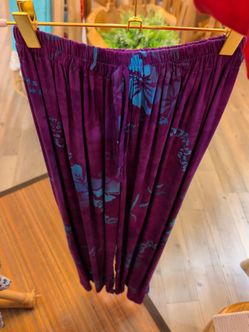 Purple Floral Elastic Waist Pants