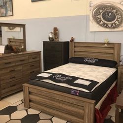 Zelen Warm Gray Panel Bedroom Set 