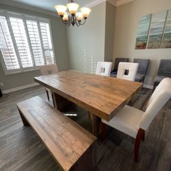 West Elm Emmerson Solid Reclaimed Wood Rectangle Dining Table With Dining Bench