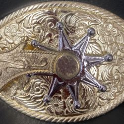 Vintage boot spinning swivel spur cowboy western belt buckle