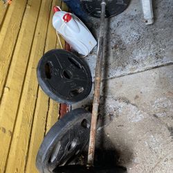 4x25 Lbs, 2x10lbs Weight Plates With Bar