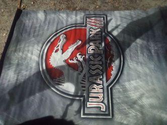 RARE Original Jurassic Park lll Theatrical Vinal Banner- double sided-Spinosaurus Logo.