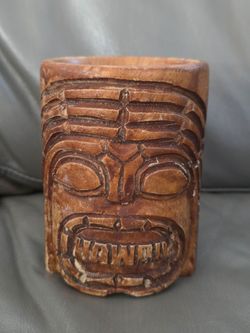 Vintage Hand Carved Hawaiian Tiki Mug.
