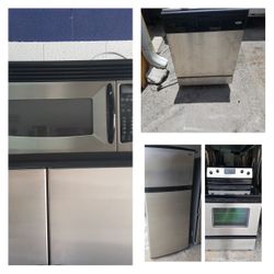Stove, refrigerator, microwave and dishwasher