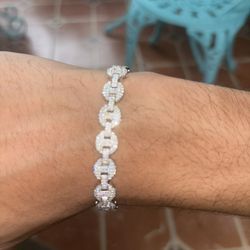 Silver Diamond Test Approved Moissanite Bracelet 