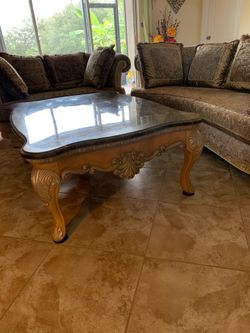 Marble accent long table