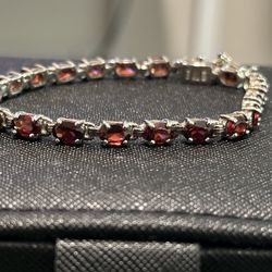 Natural Garnet 925 Tennis Bracelet 