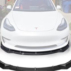 Fits 17-22 Tesla Model 3 IKON Style Front Bumper Lip 3PC PP - Matte Black