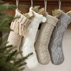 4 Pack 18 Inch Cable Knit Christmas Stockings-NEW- J
