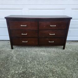 59" Modern Brown Dresser Chest Bedroom Furniture _ All Drawers Slide Smoothly