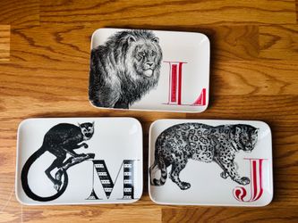 Thomas Paul melamine alphabet tidbit tray lot of 3
