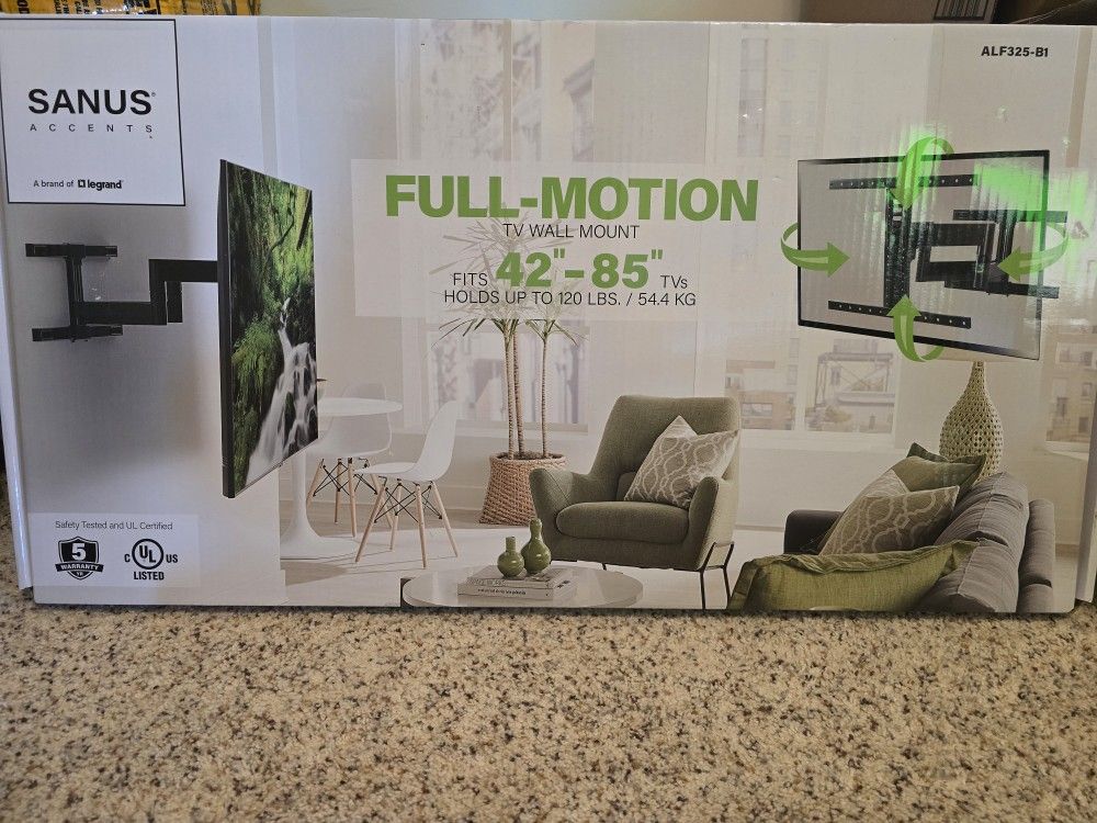 New Sanus Large Full Motion Wall Mount 42-85" TV's