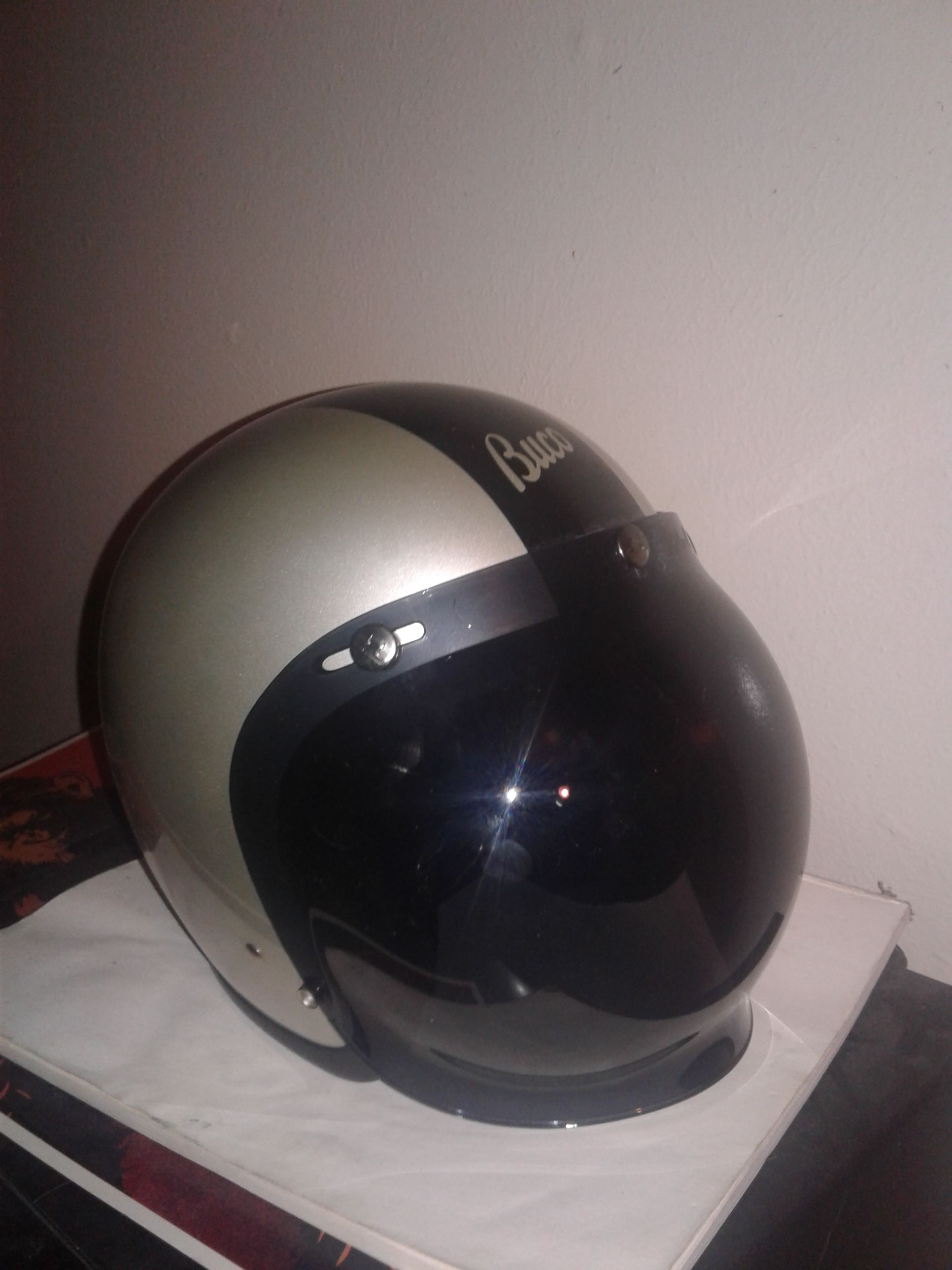 Baby Buco late 60's style helmet with bubble face shield