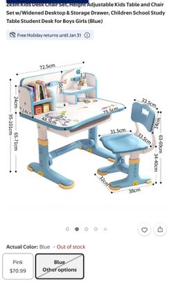 Kid desk chair set adjustable height