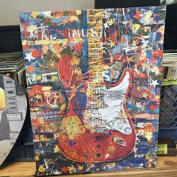 Red Guitar Abstract Print on Canvas