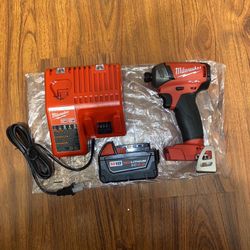 (1)Milwaukee M18 Brushless Fuel (Surge)Impact Driver (2760-20) (1) 5.0 Ah XC Battery (48-11-1850) (1)M12/M18 Charger