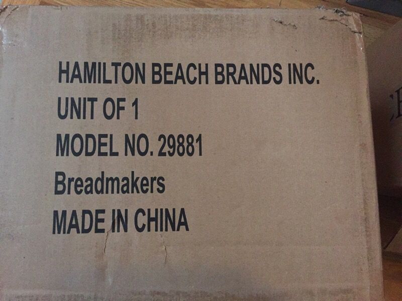 Hamilton Beach Bread maker -brand new