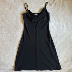 Y2k black satin mini dress