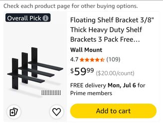 Floating Shelf Bracket 3/8